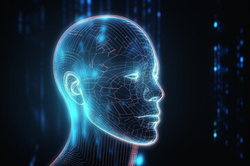 Hologram Human Head - Deep Learning And Artificial Intelligence Abstract Background