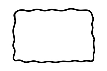 Rectangle hand drawn frame. Doodle wavy curve deformed textured frames. Border sketch. Vector illustration on a white background.