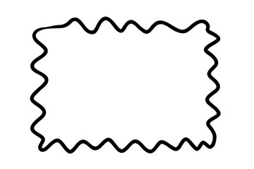 Fototapeta na wymiar Hand drawn rectangle frame. Doodle wavy curve deformed textured frame. Border sketch. Vector illustration on a white background.