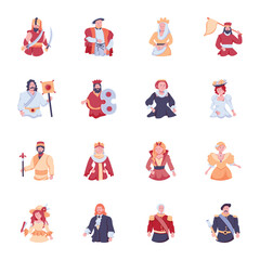Fototapeta premium Bundle of Ancient Avatars Flat Icons