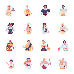 Modern Pack of Ancient Characters Flat Icons 

