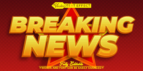 Orange Breaking News Vector Editable Text Effect Template