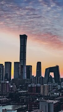 asia china metropolis skyscrapers panorama people's daily time lapse sunrise skyline beijing city cbd international trade phase iii china world trade center cctv building citic tower  business