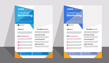 Corporate business flyer template,design set with blue, orange, red and yellow color. marketing, business proposal, promotion, advertise, publication,esign set with blue, orange, red and yellow color.