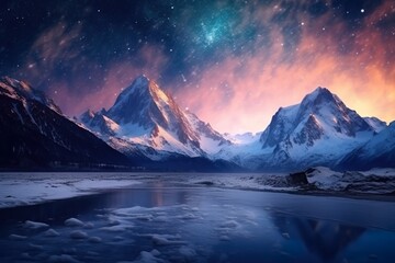 The big space visible in the most beautiful nature with snowy mountains | Generative AI 