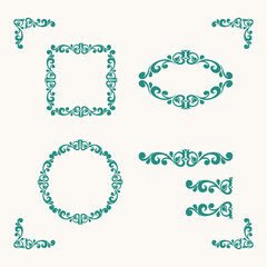 A collection Hand drawn calligraphy ornament borders corners classic vintage vector