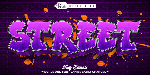 Purple Cartoon Graffiti Street Editable Text Effect Template - obrazy, fototapety, plakaty