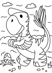 Coloring page dinosaur oviraptor for children kids only outline lineart black and white