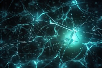 Naklejka na ściany i meble Elegant and beautiful abstract background representing neurons and neural connections. Generative AI