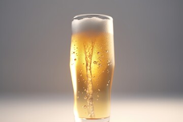 Glass filled with a delicious and refreshing beer on a smooth surface. Generative AI