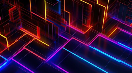 Fototapeta premium Game background, ultraviolet neon square portal, glowing lines, virtual reality, abstract fashion background, violet