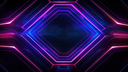 Game background, ultraviolet neon square portal, glowing lines, virtual reality, abstract fashion background, violet