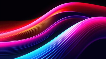 Game background neon wavy lines on black background, abstract electric style