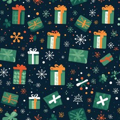 Seamless pattern with gift boxes and flowers. illustration art, created by generative AI