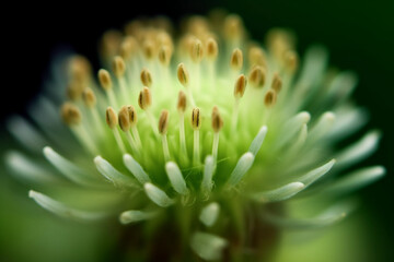 Macro close up of a blooming green flower