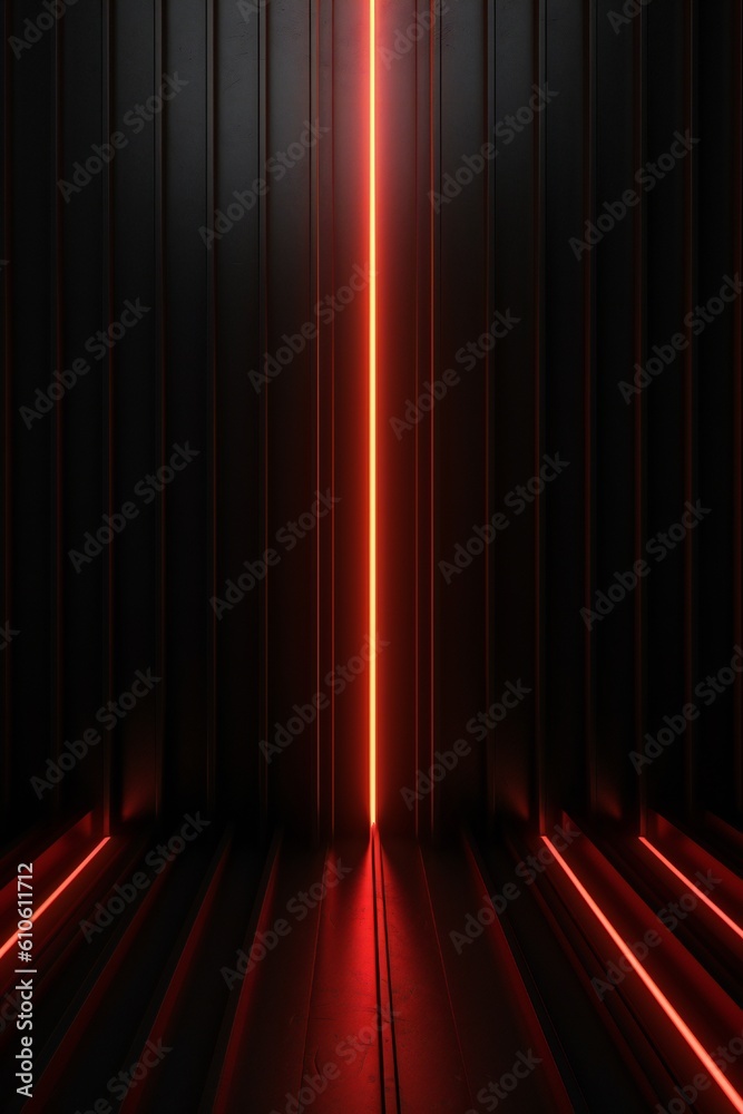 Sticker dark industrial metal background with red light coming through thin lines generative ai