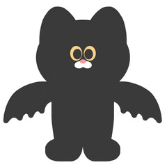 black cat bat halloween costume, cute cartoon character vector hand drawing