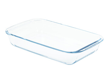 Fototapeta na wymiar Glass refractory baking tray or dish isolated on white background with clipping path. Full Depth of field. Focus stacking, front view. PNG