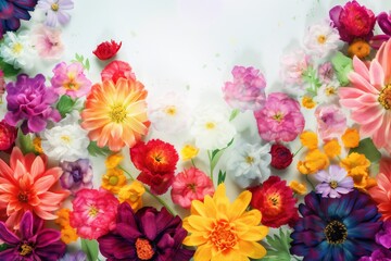 design watercolor background valentine blossom spring flower petal pastel color peonies. Generative AI.