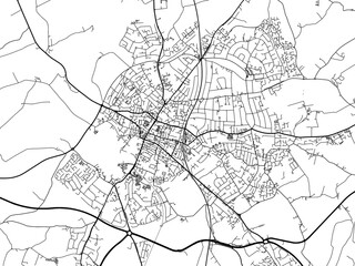 A vector road map of the city of  St Albans in the United Kingdom on a white background.