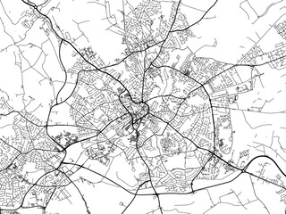 A vector road map of the city of  Mansfield in the United Kingdom on a white background.