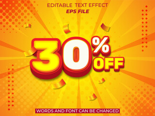 30 percent shopping day special offer discount text effect, 3d text, editable for commercial promotion