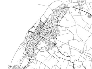 A vector road map of the city of  Southport in the United Kingdom on a white background.