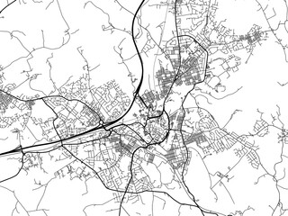A vector road map of the city of  Burnley in the United Kingdom on a white background.