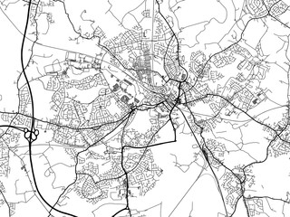 A vector road map of the city of  Wigan in the United Kingdom on a white background.