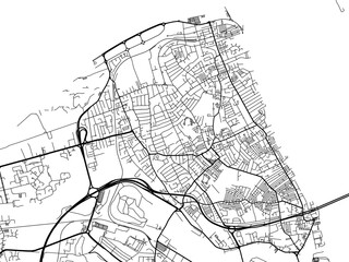 A vector road map of the city of  Wallasey in the United Kingdom on a white background.