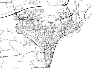 A vector road map of the city of  Kirkcaldy in the United Kingdom on a white background.