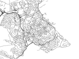 A vector road map of the city of  Torquay in the United Kingdom on a white background.