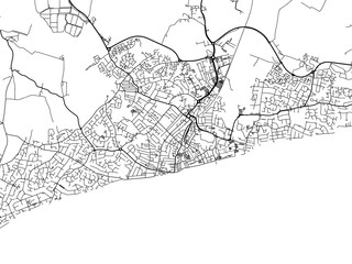 A vector road map of the city of  Bognor Regis in the United Kingdom on a white background.