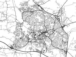 A vector road map of the city of  Swindon in the United Kingdom on a white background.