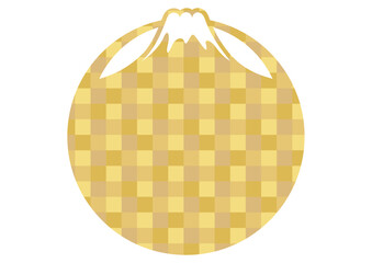 富士山のイラスト付き円形フレームのベクター素材