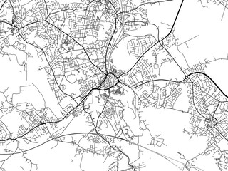 Obraz premium A vector road map of the city of Dewsbury in the United Kingdom on a white background.