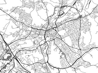 A vector road map of the city of  Rotherham in the United Kingdom on a white background.