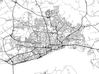 Obraz premium A vector road map of the city of Hull in the United Kingdom on a white background.