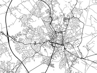 A vector road map of the city of  Wakefield in the United Kingdom on a white background.