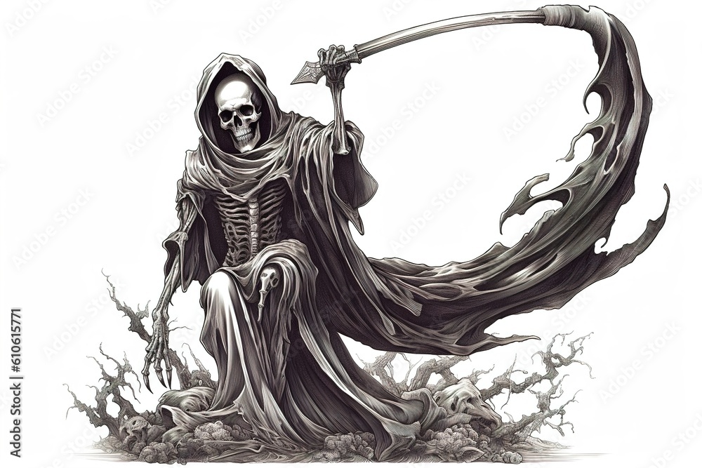 Poster reaper isolated on white background. generated by ai