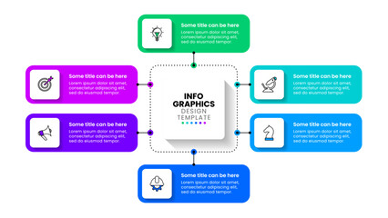 Fototapeta premium Infographic template. 6 rectangles with icons and text