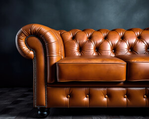 Obraz premium Generative ai illustration of luxurious brown leather sofa