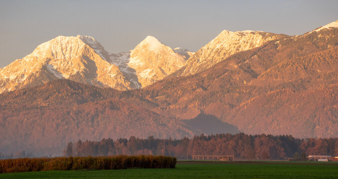 Kocna and Grintovec mountains in Slovenia