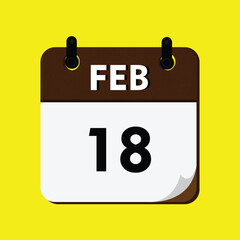 icon isolated on white, new calender, 18 february icon, calender icon