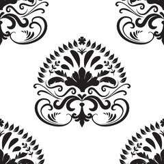 Damask vector pattern. Luxury wallpaper texture ornament decor. Baroque Textile, fabric, tiles.