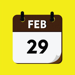 icon isolated on white, new calender, 29 february icon, calender icon