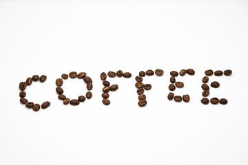 coffee word made of coffee beans