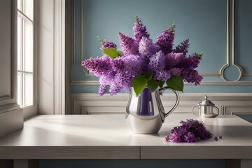 A bouquet of fragrant purple lilacs, their scent filling the air with floral enchantment
