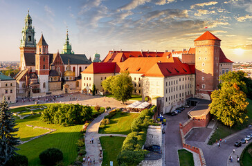 Krakow castle Wawel at sunset