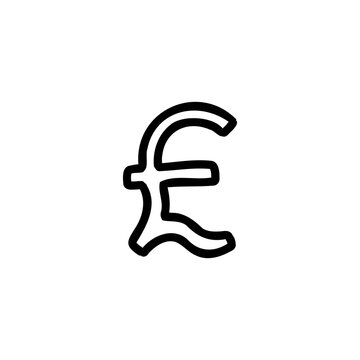 Pound Sterling simple currency money finance sign icon GBR. Vector illustration in hand made cartoon doodle style isolated on white background. For card, banks, decorating, business.